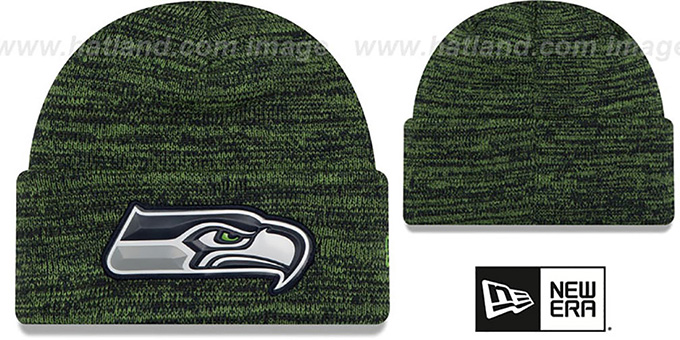 Seahawks 'BEVEL' Navy-Lime Knit Beanie Hat by New Era