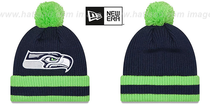 Seahawks 'CHILLER FILLER BEANIE' Navy-Lime by New Era