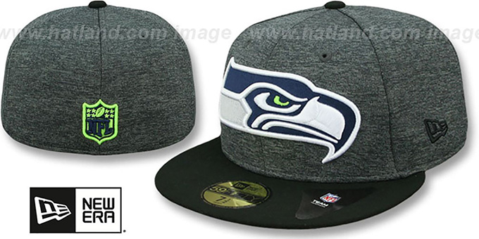 Seahawks 'HEATHER-HUGE' Grey-Black Fitted Hat by New Era