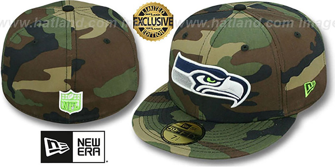 Seahawks 'NFL TEAM-BASIC' Army Camo Fitted Hat by New Era