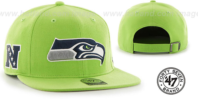 Seahawks 'SUPER-SHOT STRAPBACK' Lime Hat by Twins 47 Brand