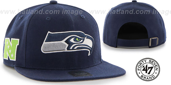 Seahawks 'SUPER-SHOT STRAPBACK' Navy Hat by Twins 47 Brand