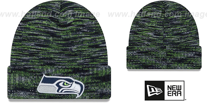 Seahawks 'TEAM-CRAZE' Navy-Lime Knit Beanie Hat by New Era