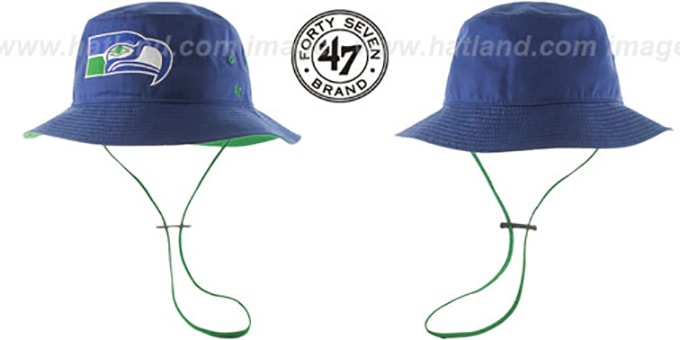 Seahawks 'THROWBACK KIRBY BUCKET' Royal Hat by Twins 47 Brand