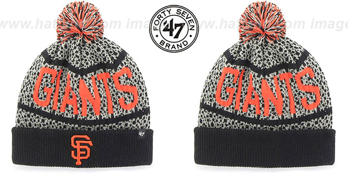 SF Giants 'BEDROCK' Black-Grey Knit Beanie Hat by Twins 47 Brand