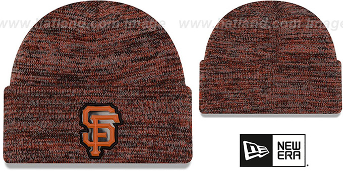 SF Giants 'BEVEL' Orange-Black Knit Beanie Hat by New Era