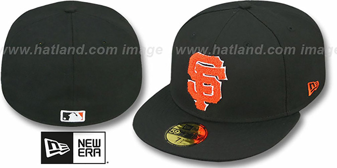 SF Giants 'CHENILLE APPLIQUE' Black Fitted Hat by New Era