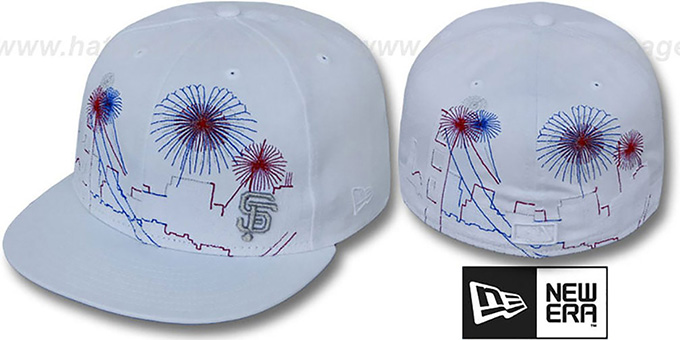 SF Giants 'CITY-SKYLINE FIREWORKS' White Fitted Hat by New Era