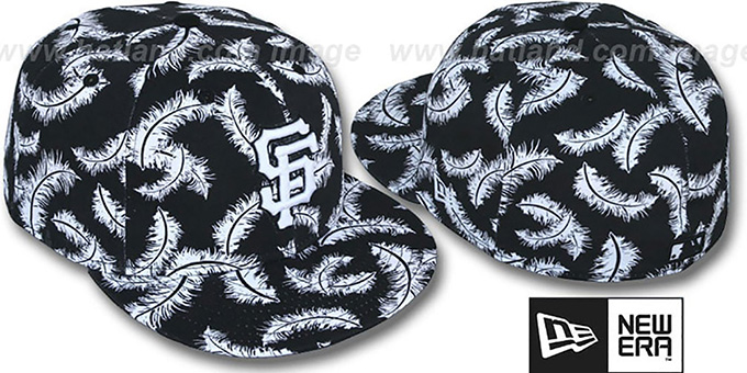 SF Giants 'FEATHERS' Black-White Fitted Hat by New Era