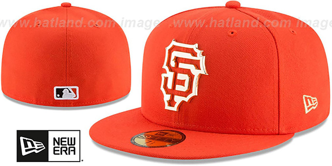 SF Giants 'GOLD FRAMED METAL-BADGE' Orange Fitted Hat by New Era