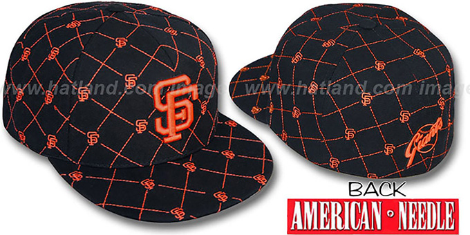 SF Giants 'KINGSTON ALL-OVER' Black-Orange Fitted Hat by American Needle