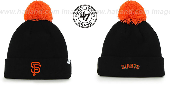 SF Giants 'POMPOM CUFF' Black Knit Beanie Hat by Twins 47 Brand