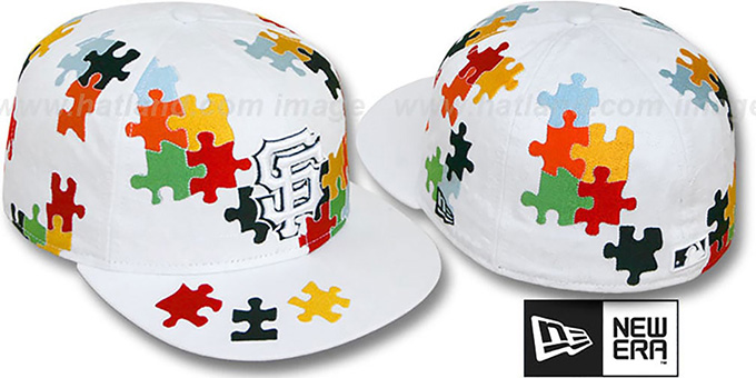 SF Giants 'PUZZLE' White Fitted Hat by New Era