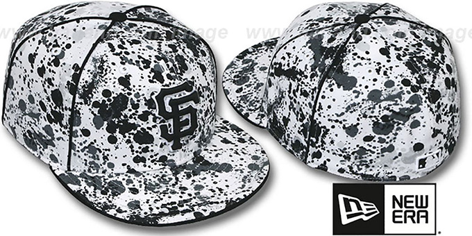 SF Giants 'SPLATTER' White-Black Fitted Hat by New Era