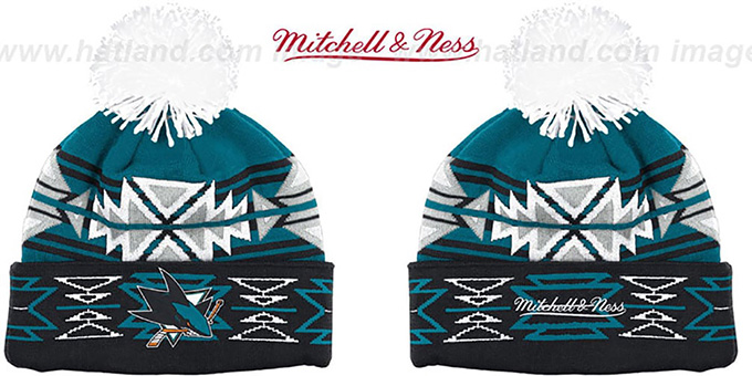 Sharks 'GEOTECH' Knit Beanie by Mitchell and Ness