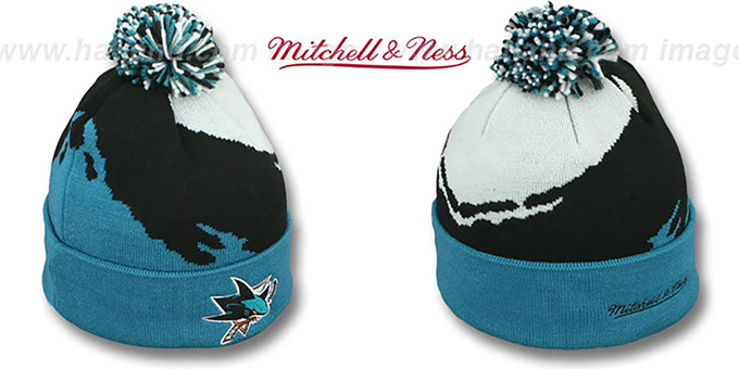 Sharks 'PAINTBRUSH BEANIE' by Mitchell and Ness