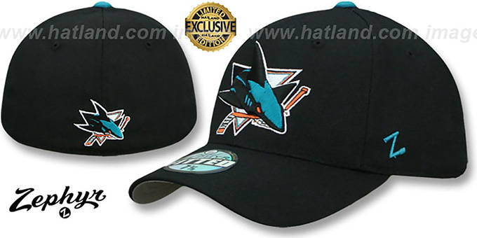 Sharks 'SHOOTOUT' Black Fitted Hat by Zephyr