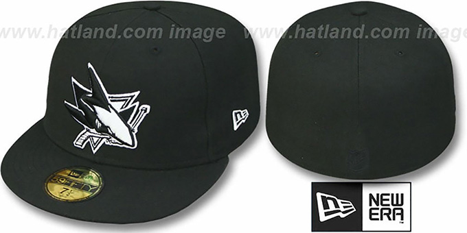 Sharks 'TEAM-BASIC' Black-White Fitted Hat by New Era