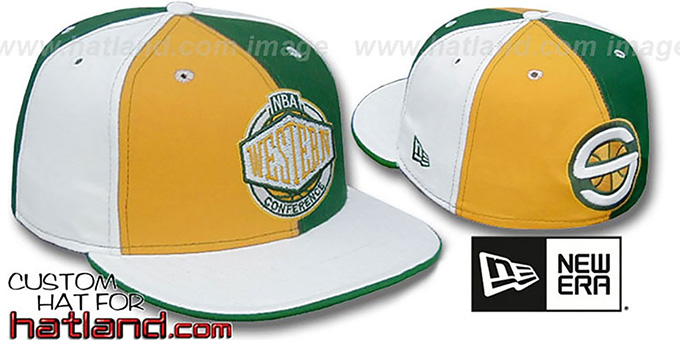 Sonics 'CONFERENCE PINWHEEL' Gold-Green-White Fitted Hat