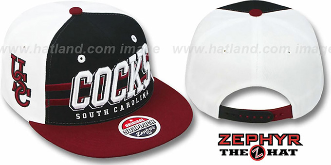 South Carolina '2T SUPERSONIC SNAPBACK' Black-Burgundy Hat by Zephyr