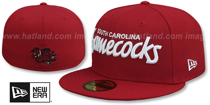 South Carolina 'NCAA TEAM-SCRIPT' Red Fitted Hat by New Era