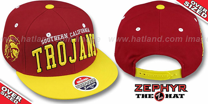 Southern Cal '2T SUPER-ARCH OVER-SIZED SNAPBACK' Burgundy-Gold Hat by Zephyr