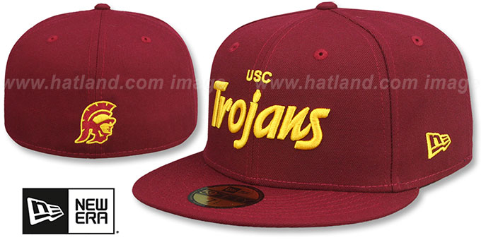 Southern Cal 'NCAA TEAM-SCRIPT' Burgundy Fitted Hat by New Era