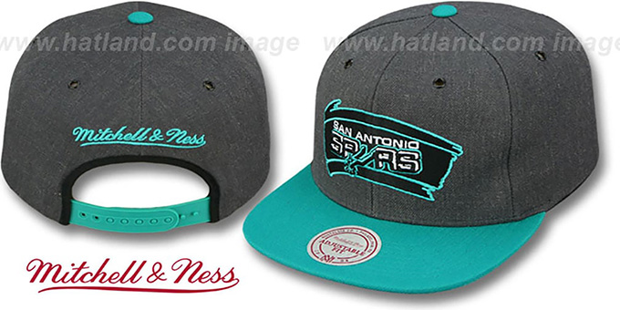 Spurs '2T-HEATHER SNAPBACK' Grey-Teal Hat by Mitchell and Ness