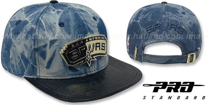 Spurs 'GOLD METAL BADGE STRAPBACK' Denim-Black Hat by Pro Standard