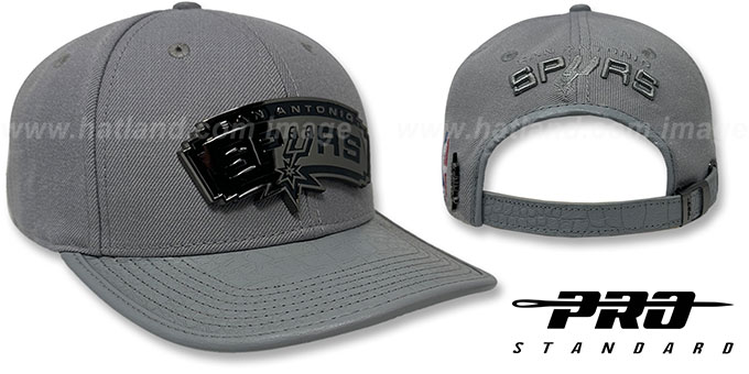 Spurs LOW-PRO 'BLACK METAL BADGE STRAPBACK' Grey Hat by Pro Standard