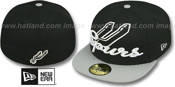 Spurs 'SCRIPT-PUNCH' Black-Grey Fitted Hat by New Era