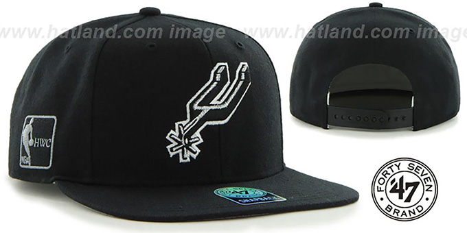 Spurs 'SURE-SHOT SNAPBACK' Black Hat by Twins 47 Brand