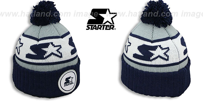 Starter 'S-STAR CLASSIC BOBBLE' Grey-Navy Knit Beanie Hat