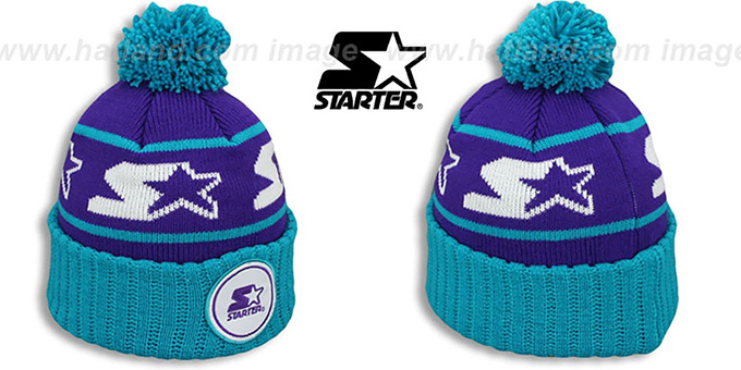 Starter 'S-STAR CLASSIC BOBBLE' Purple-Teal Knit Beanie Hat