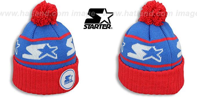 Starter 'S-STAR CLASSIC BOBBLE' Royal-Red Knit Beanie Hat