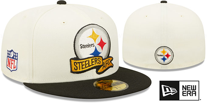 Steelers '2022 NFL SIDELINE' Cream-Black Fitted Hat by New Era