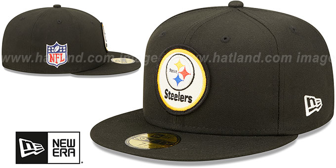 Steelers '2022 NFL THROWBACK SIDELINE' Black Fitted Hat by New Era