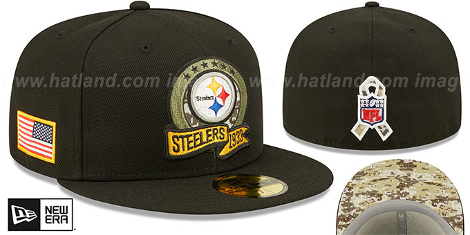 Pittsburgh Steelers 2022 SALUTE-TO-SERVICE Black Fitted Hat