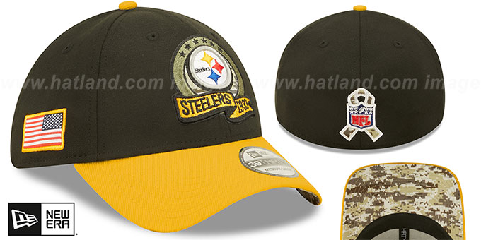 Steelers '2022 SALUTE-TO-SERVICE FLEX' Black-Gold Hat by New Era