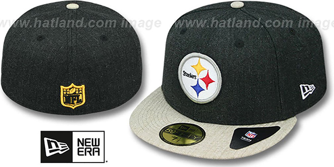 Steelers '2T-HEATHER ACTION' Charcoal-Oatmeal Fitted Hat by New Era