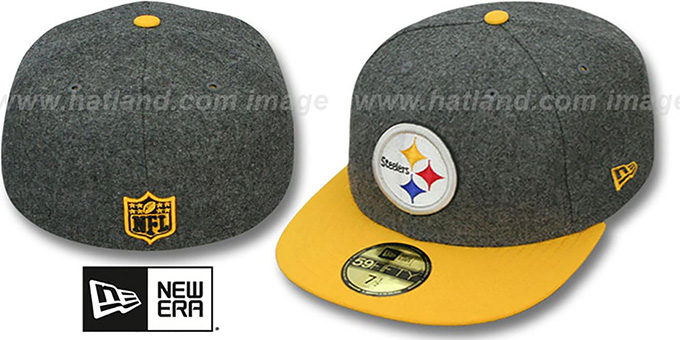 Steelers '2T NFL MELTON-BASIC' Grey-Gold Fitted Hat by New Era