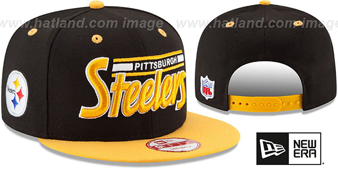 Steelers '2T RETRO-SCRIPT SNAPBACK' Black-Gold Hat by New Era