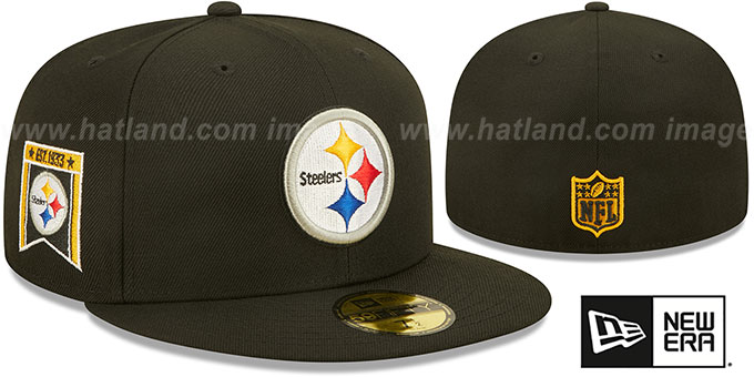 Steelers 'BANNER SIDE-PATCH' Black Fitted Hat by New Era