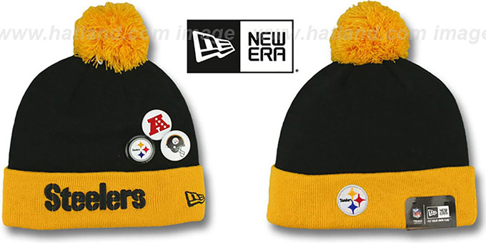 Steelers 'BUTTON-UP' Knit Beanie Hat by New Era