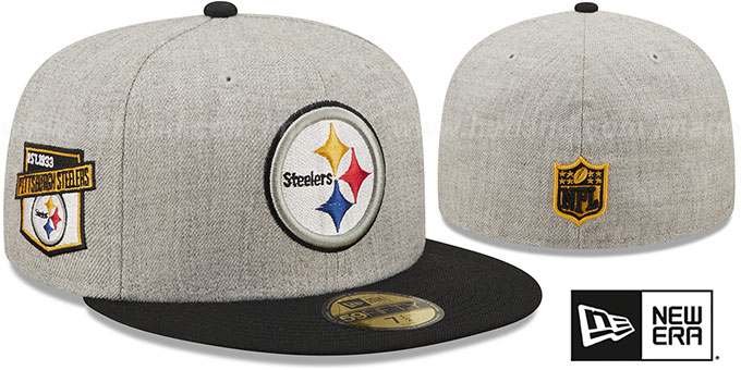 Steelers 'EST HEATHER SIDE-PATCH' Grey-Black Fitted Hat by New Era