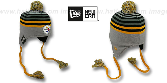 Steelers 'GREY STRIPETOP' Knit Beanie Hat by New Era