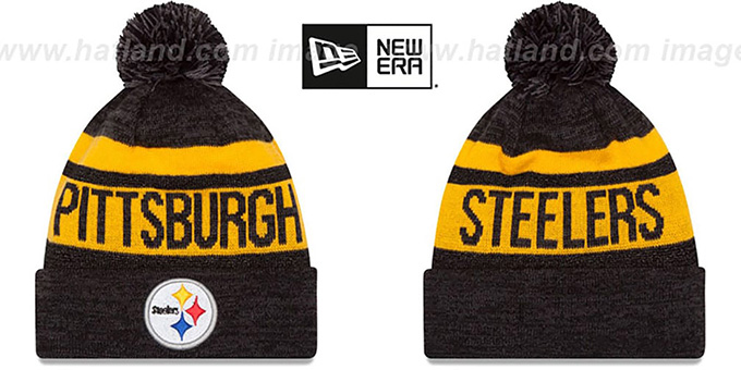 Steelers 'METALLIC STRIPE' Black-Gold Knit Beanie Hat by New Era