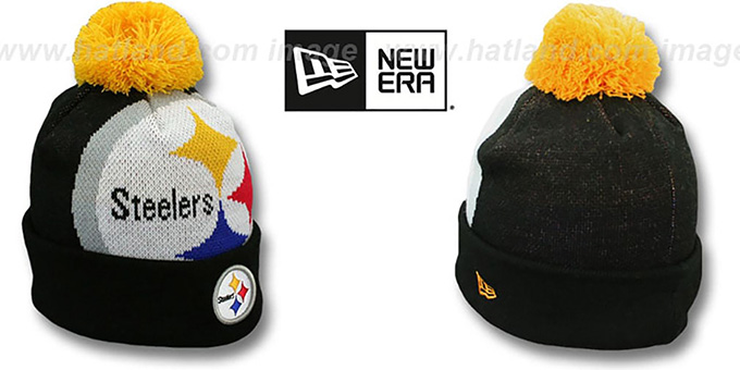 Steelers 'NFL-BIGGIE' Black Knit Beanie Hat by New Era