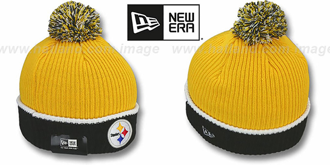 Steelers 'NFL FIRESIDE' Gold-Black Knit Beanie Hat by New Era