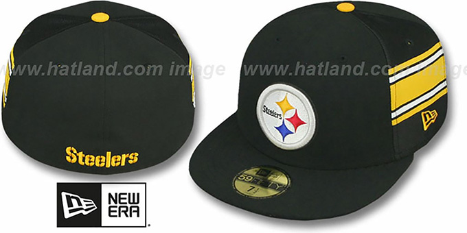 Steelers 'NFL JERSEY-STRIPE' Black Fitted Hat by New Era